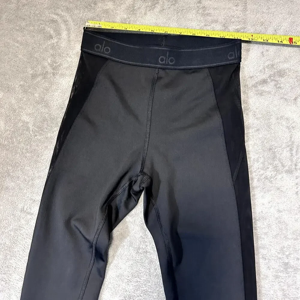 Alo Black Mesh Side Leggings Size Small (Fits 4) Yoga‎ Athleisure Sculpting Gym